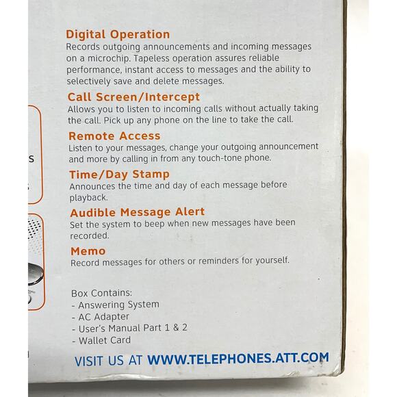 AT&T Answering Machine with Time/Date Stamp - Complete Works Fine, Clean Cond. - Picture 4 of 6